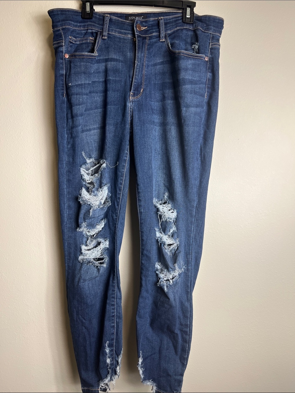 Judy Blue Dark Blue Distressed Skinny Jeans